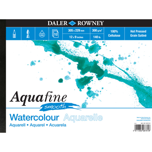 Daler-Rowney Aquafine Watercolour Pad HOT Pressed Texture 300gsm-Watercolour Pads-Brush and Canvas