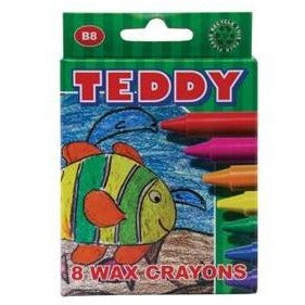 Teddy Medium Wax Crayons 8 Piece-DRAWING & COLOURING-Brush and Canvas