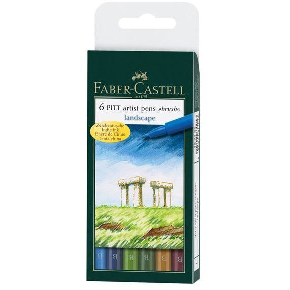 Faber-Castell Pitt Artist Brush Pen Wallets of 6-Art Pens-Brush and Canvas