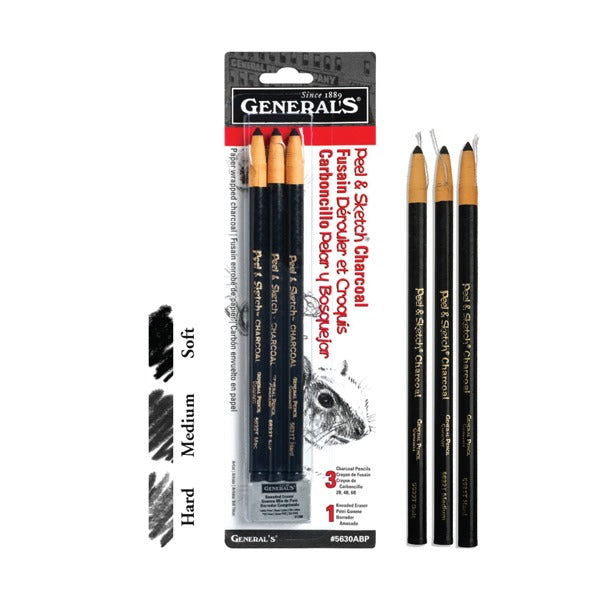 GENERAL'S PENCIL CO. Peel & Sketch Charcoal Pencil Set
