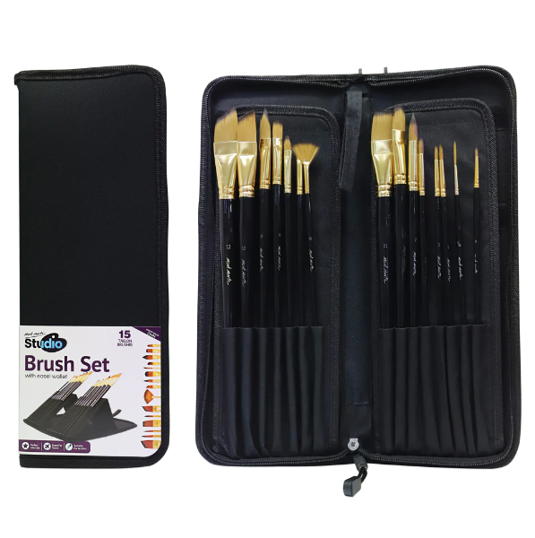 MONT MARTE Studio Brush Set in Easel Wallet 15pc