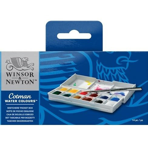 Winsor & Newton Cotman Watercolour Sketchers Pocket Box-Water Colour-Brush and Canvas