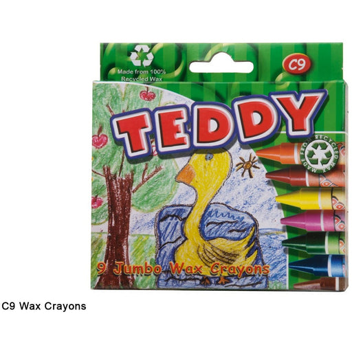 Teddy Jumbo Wax Crayons 9 Piece-DRAWING & COLOURING-Brush and Canvas