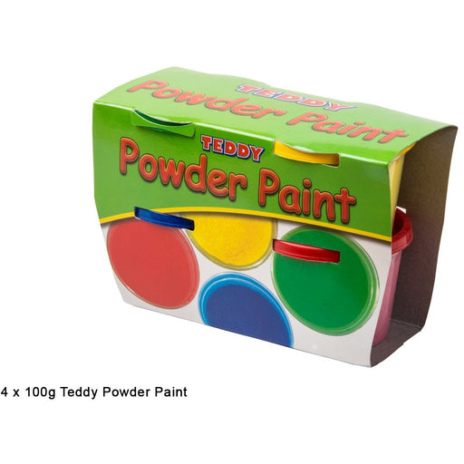 Teddy Powder Paint Kit 4 colours x 100ml-Painting-Brush and Canvas