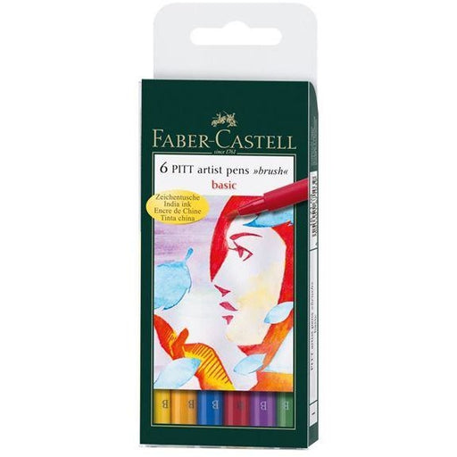 Faber-Castell Pitt Artist Brush Pen Wallets of 6-Art Pens-Brush and Canvas