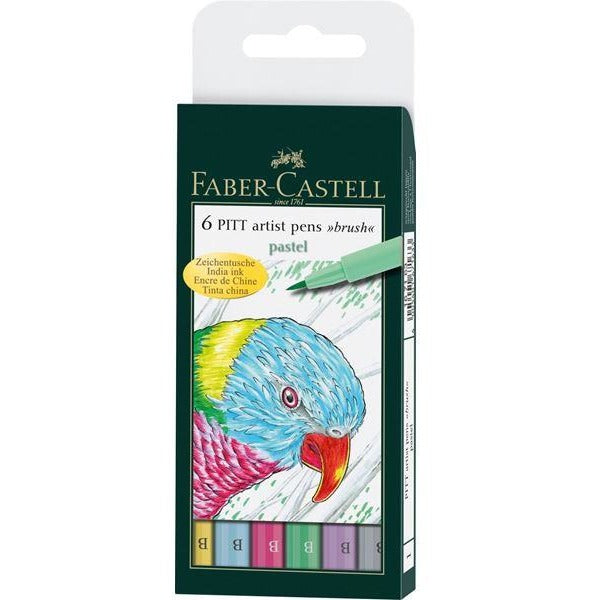 Faber-Castell Pitt Artist Brush Pen Wallets of 6-Art Pens-Brush and Canvas