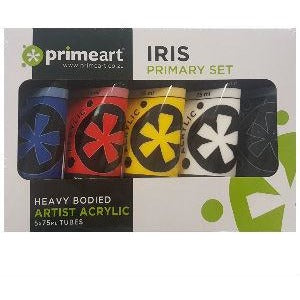 Iris Acrylic Primary Paint Set 5 x 75ml-STARTER KITS & SETS-Brush and Canvas