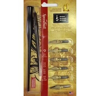 Speedball Artists No. 5 - 9 Nibs-Calligraphy-Brush and Canvas