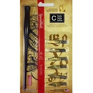 Speedball Style C - 6 Nibs-Calligraphy-Brush and Canvas