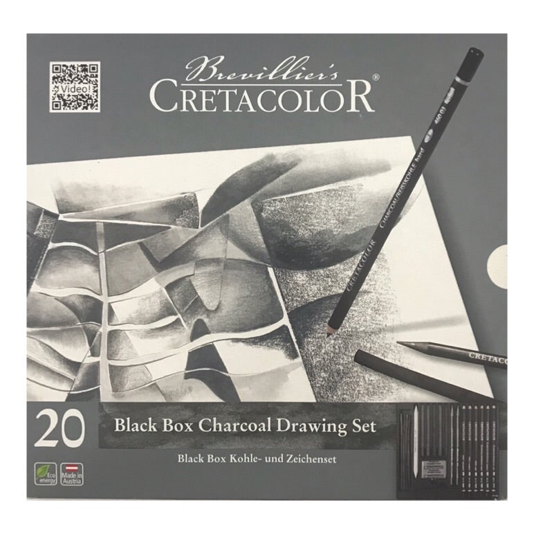 Brush　CRETACOLOR　and　—　Canvas　20　Black　Set　Drawing　Box　piece