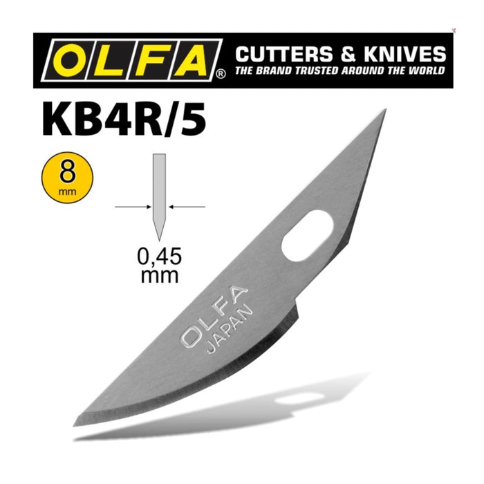 OLFA Art Curved Carving Blade KB4R5 5/PACK 8mm