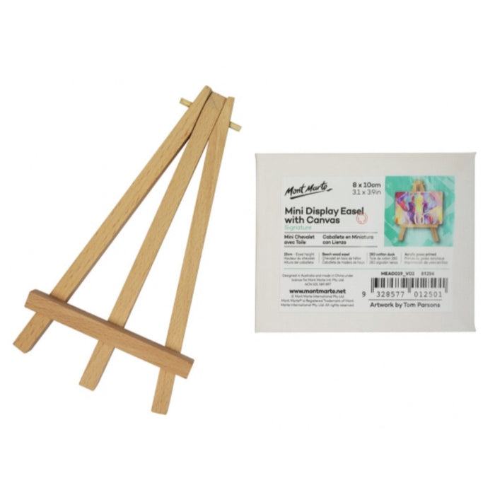 MONT MARTE Mini Display Easel with Canvas 8 x 10cm — Brush and Canvas
