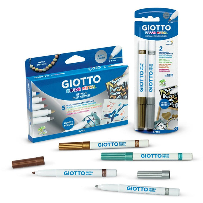 Giotto Decor Metal Art Marker Pens-Permanent-Brush and Canvas