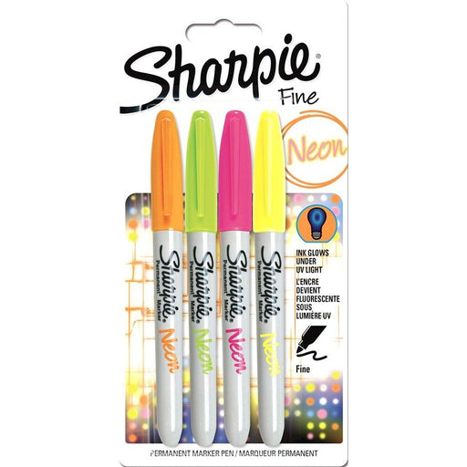 Sharpie Assorted Fine Neon - 4 Pack-Fibre & Felt Tips-Brush and Canvas