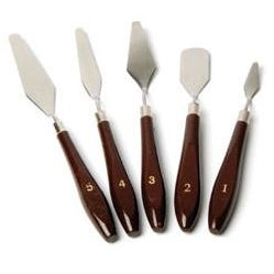 Palette Knife Set - Metal Set of 5-Painting Knives & Scrapers-Brush and Canvas